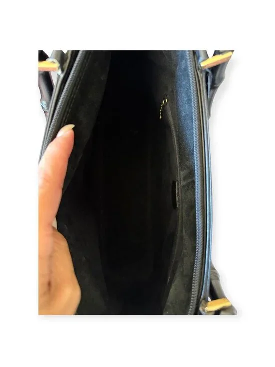 Vintage Gucci Bamboo Handle Black Leather Tote Bag - Picture 5 of 8